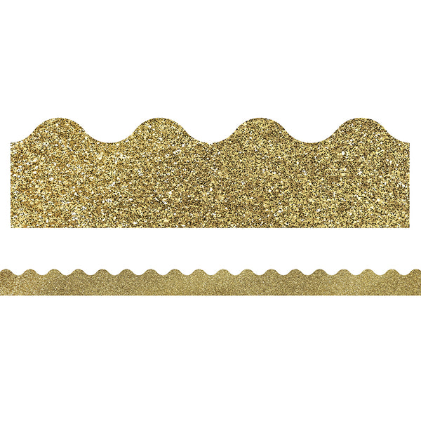 Sparkle + Shine Gold Glitter Scalloped Border, 39 Feet