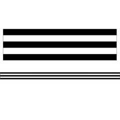 Industrial Chic Black & White Stripes Straight Border, 36 Feet