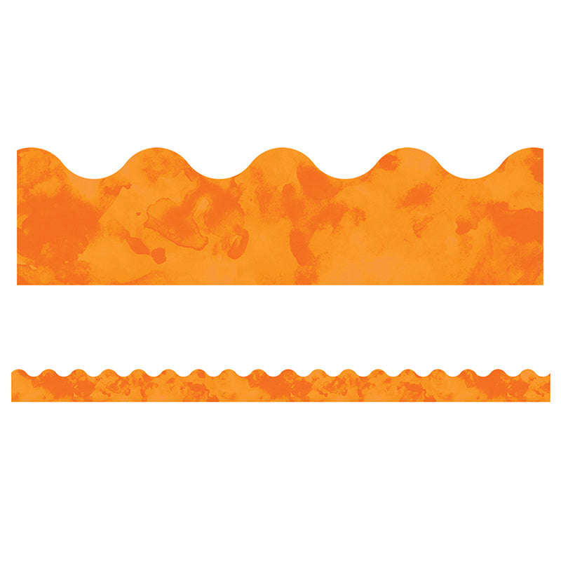 Celebrate Learning Watercolor Orange Scalloped Border, 39 Feet