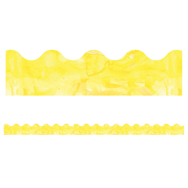 Celebrate Learning Watercolor Yellow Scalloped Border, 39 Feet