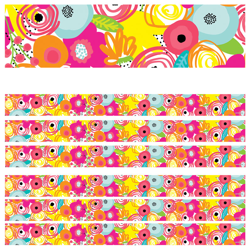 Simply Stylish Tropical Floral Straight Border, 36 Feet Per Pack, 6 Packs