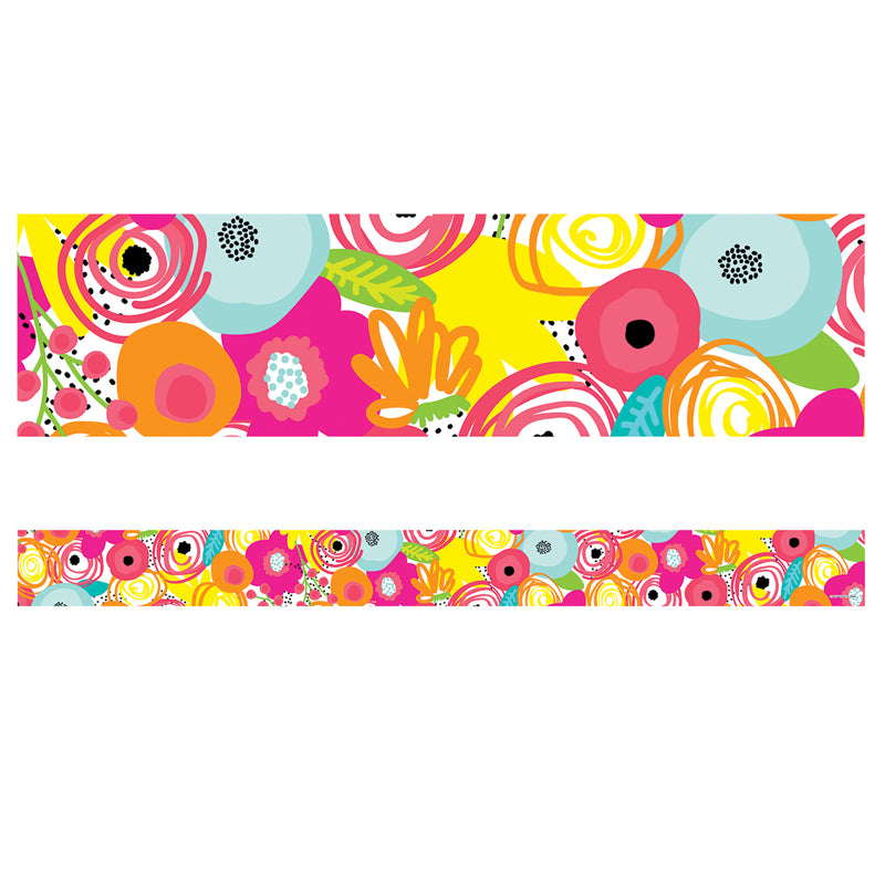 Simply Stylish Tropical Floral Straight Border, 36 Feet