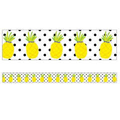 Simply Stylish Tropical Pineapples Straight Border, 36 Feet