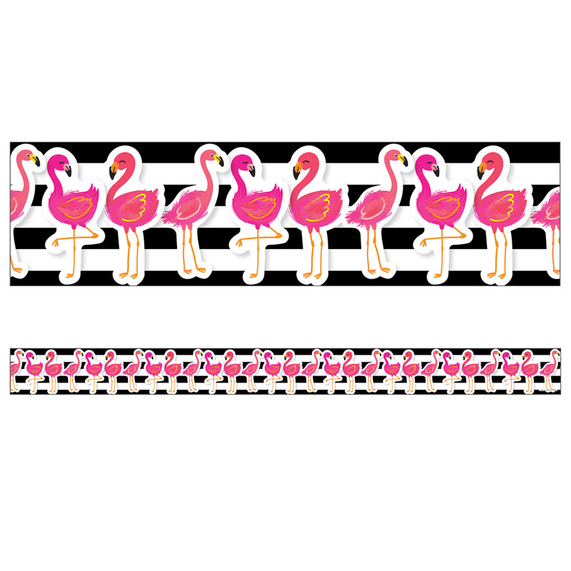 Simply Stylish Tropical Flamingos Straight Border, 36 Feet