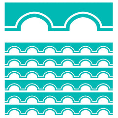 Simply Stylish Turquoise and White Awning Scalloped Border, 39 Feet Per Pack, 6 Packs