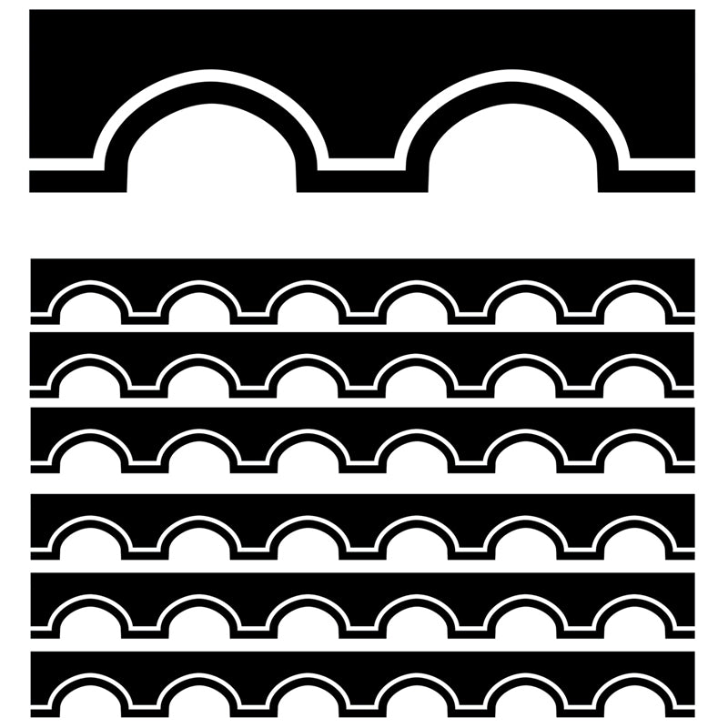 Simply Stylish Black and White Awning Scalloped Border, 39 Feet Per Pack, 6 Packs