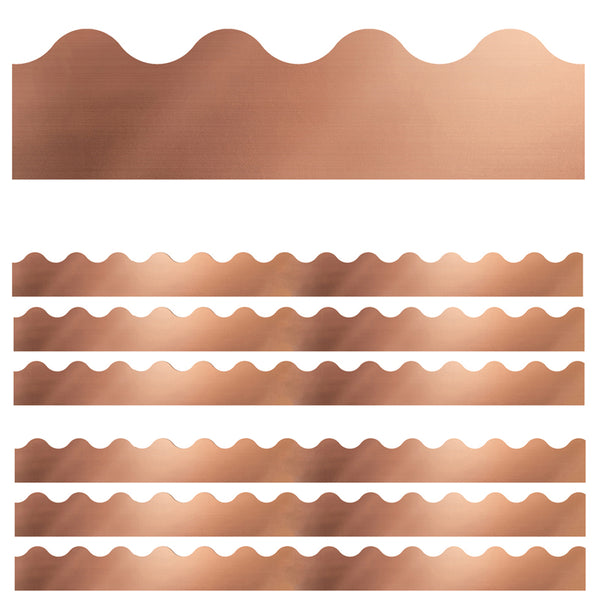 Sparkle + Shine Rose Gold Foil Scalloped Border, 39 Feet Per Pack, 6 Packs