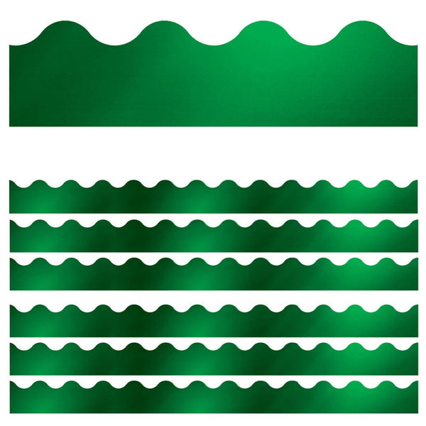 Sparkle + Shine Emerald Green Foil Scalloped Border, 39 Feet Per Pack, 6 Packs