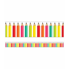 Black, White & Stylish Brights Pencils Straight Borders, 36 Feet