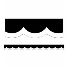 Black, White & Stylish Brights White & Black Wavy Line Scalloped Borders, 39 Feet