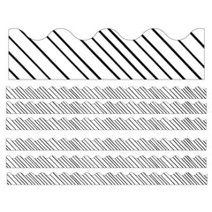 Kind Vibes Black & White Stripes Scalloped Borders, 39 Feet Per Pack, 6 Packs