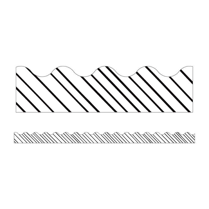 Kind Vibes Black & White Stripes Scalloped Borders, 39 Feet