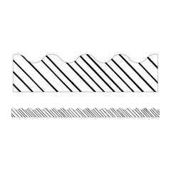 Kind Vibes Black & White Stripes Scalloped Borders, 39 Feet