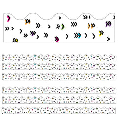 Kind Vibes Rainbow Doodles Scalloped Borders, 39 Feet Per Pack, 6 Packs