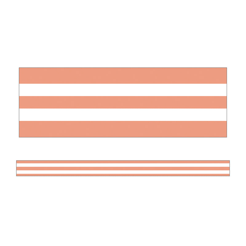 Simply Stylish Coral & White Stripes Straight Borders, 36 Feet