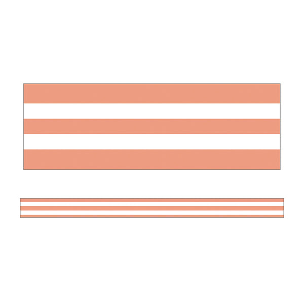 Simply Stylish Coral & White Stripes Straight Borders, 36 Feet