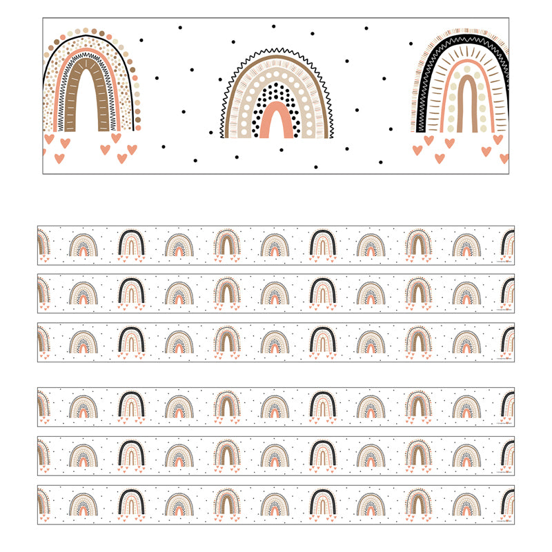 Simply Stylish Boho Rainbows Straight Borders, 36 Feet Per Pack, 6 Packs