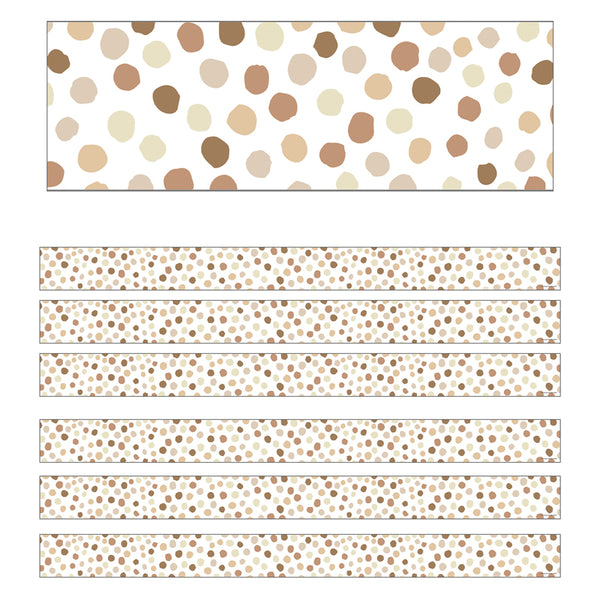 Simply Stylish Natural Polka Dots Straight Borders, 36 Feet Per Pack, 6 Packs