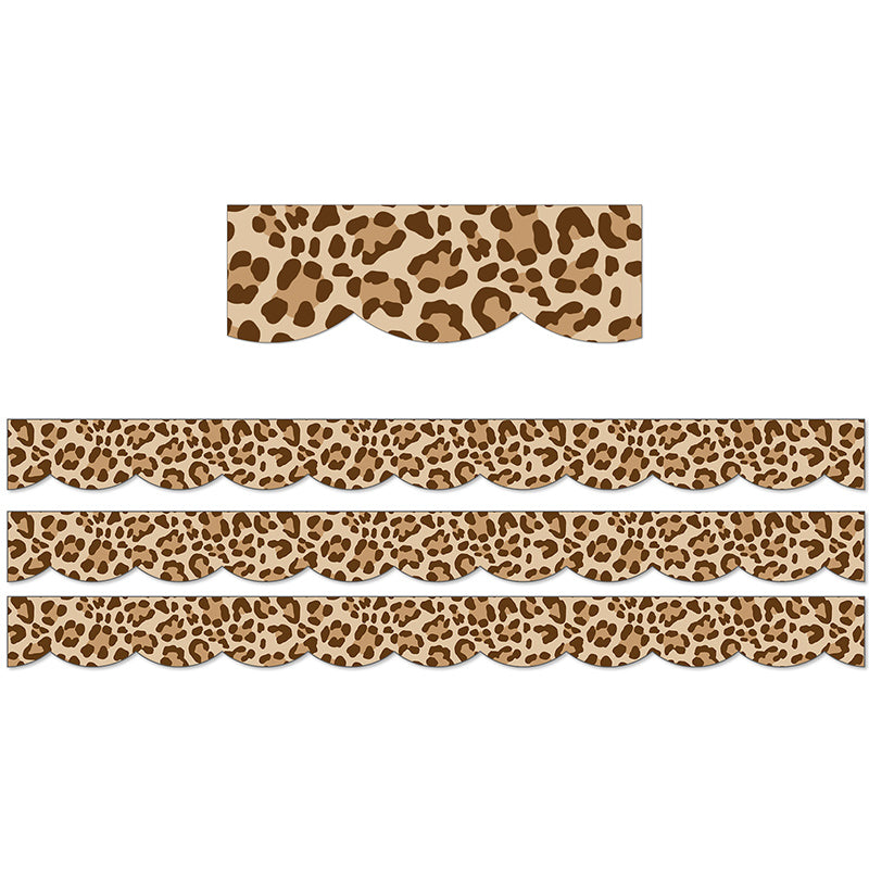 Simply Safari Leopard Scalloped Border, 39 Feet Per Pack, 3 Packs