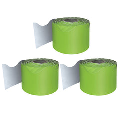 Lime Rolled Scalloped Border, 65 Feet Per Roll, Pack of 3