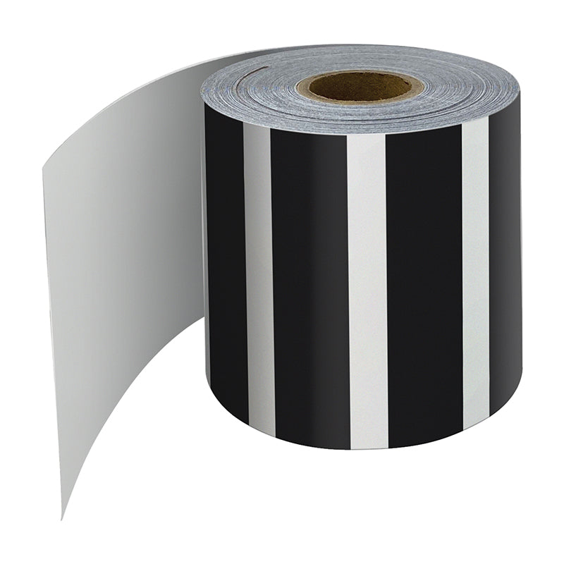 Black and White Vertical Stripes Rolled Straight Border, 65 Feet