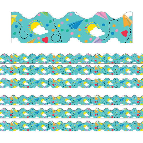 Paper Airplanes Scalloped Border, 6 Packs