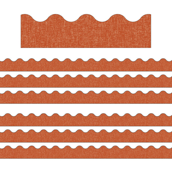 Let's Explore Terracotta Linen Scalloped Border, 39 Feet Per Pack, 6 Packs