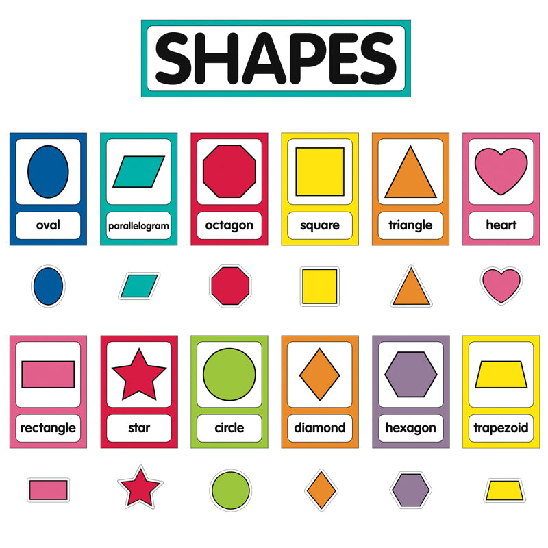 Just Teach Shape Cards Mini Bulletin Board Set, 25 Pieces