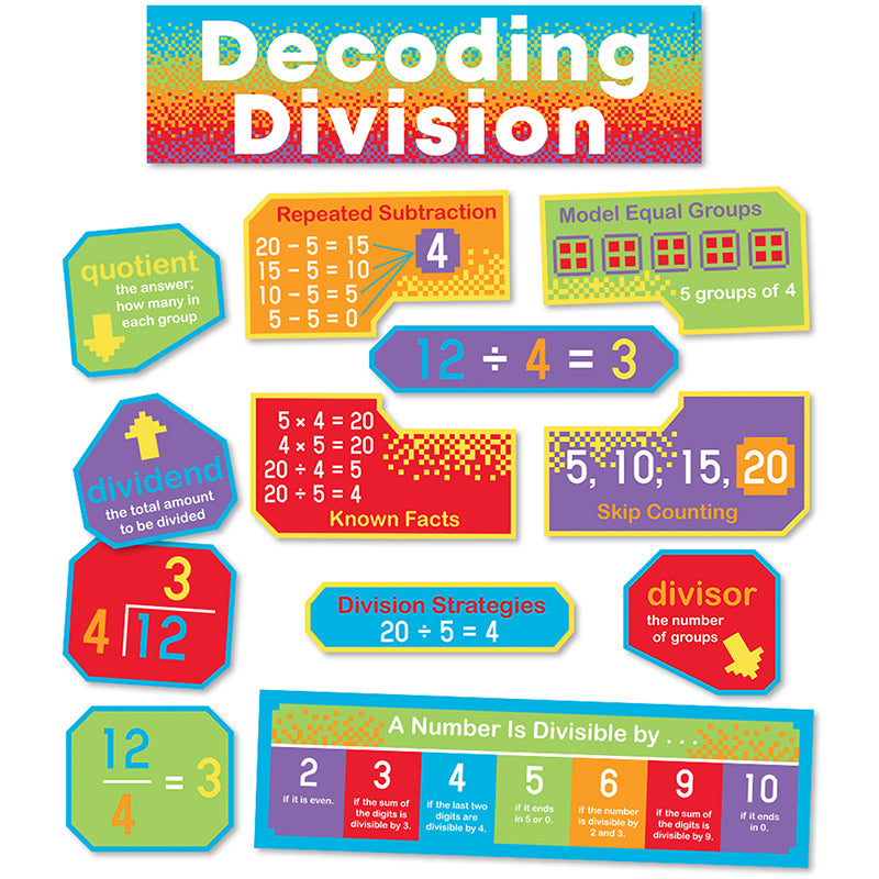 Decoding Division Mini Bulletin Board Set, 15 Pieces