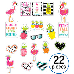 Simply Stylish Tropical Motivational Mini Bulletin Board Set, 22 Pieces