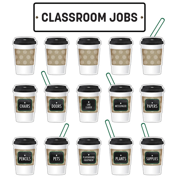 Industrial Cafe Classroom Jobs Mini Bulletin Board Set, 52 Pieces