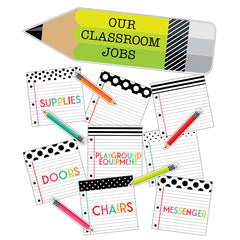 Black, White & Stylish Brights Classroom Jobs Mini Bulletin Board Set