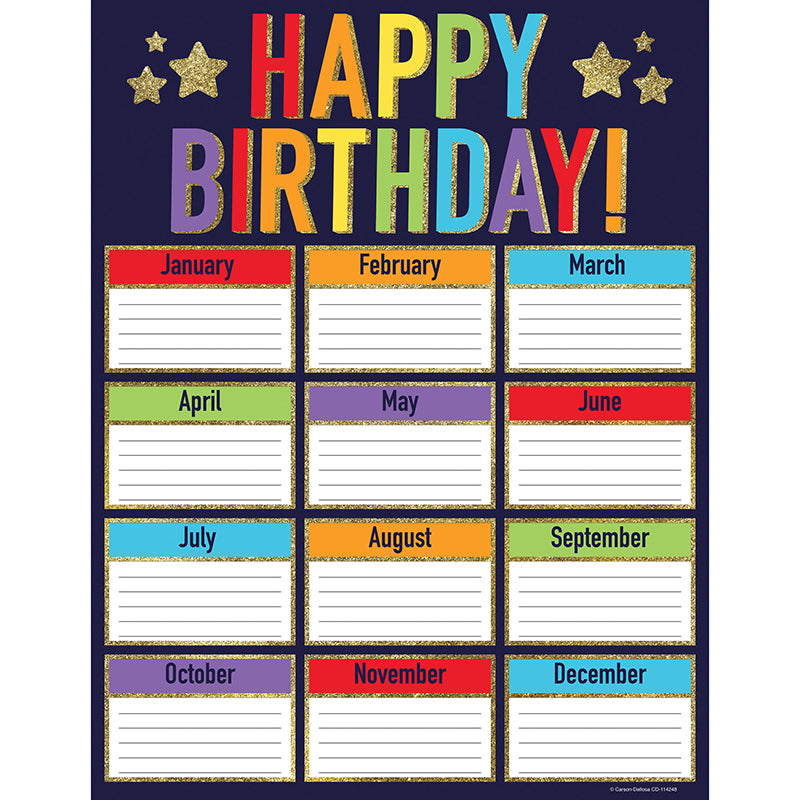 Sparkle + Shine Glitter Birthday Chart