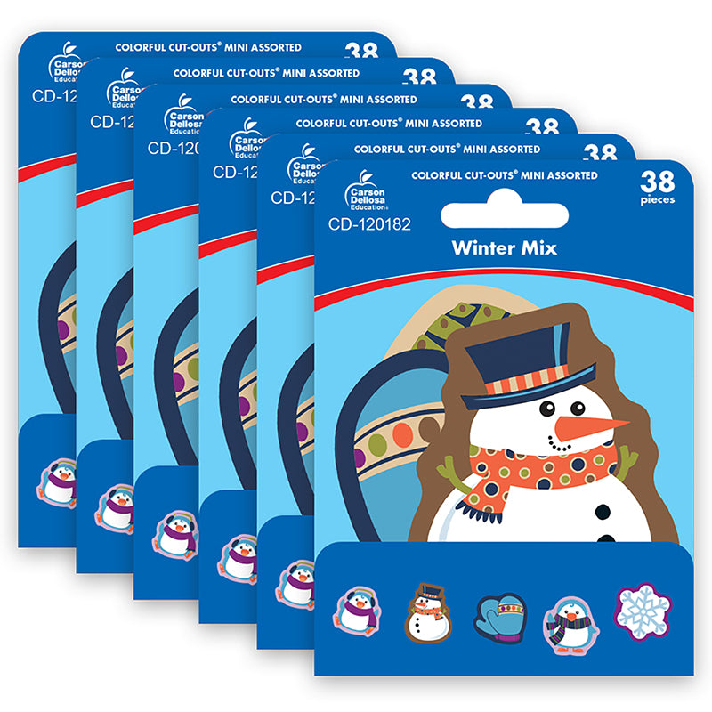 Winter Mix Mini Cut-Outs, 38 Per Pack, 6 Packs