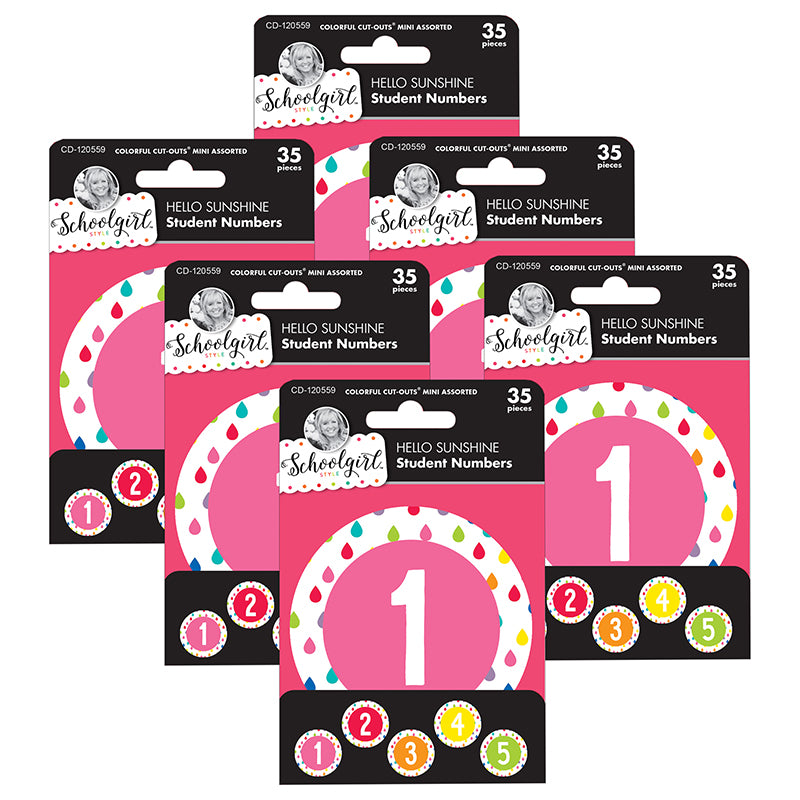 Hello Sunshine Student Numbers Mini Cut-Outs, 35 Per Pack, 6 Packs