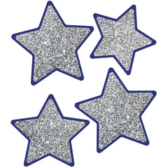 Sparkle + Shine Solid Silver Glitter Stars Cut-Outs, Pack of 36