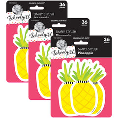 Simply Stylish Tropical Pineapple Cut-Outs, 36 Per Pack, 3 Packs