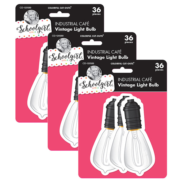 Industrial Cafe Vintage Light Bulb Cut-Outs, 36 Per Pack, 3 Packs