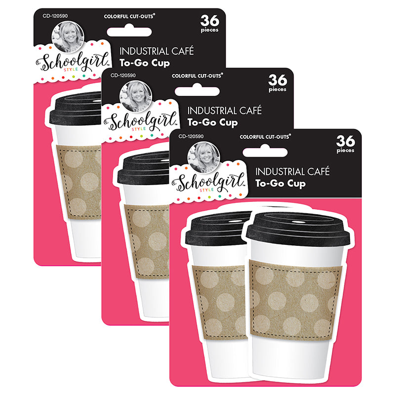 Industrial Cafe To-Go Cup Cut-Outs, 36 Per Pack, 3 Packs