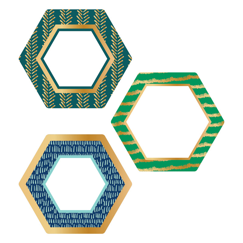 One World Hexagons with Gold Foil Cut-Outs, Pack of 36