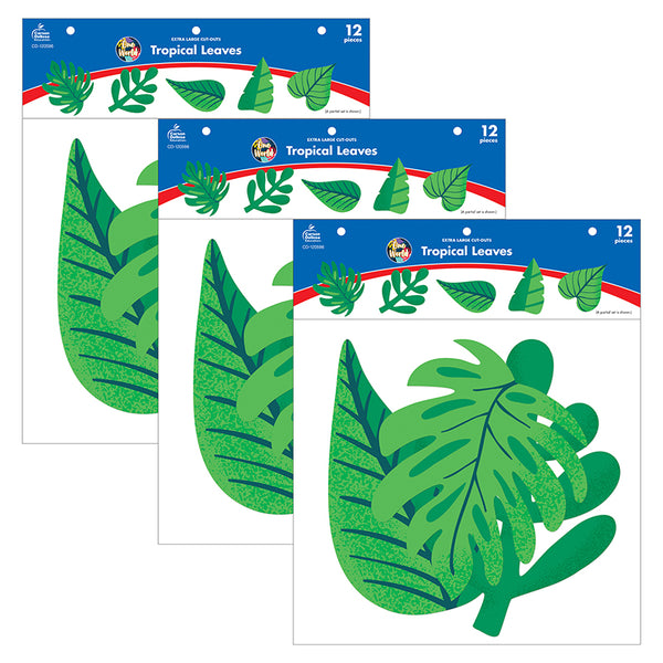 One World Tropical Leaves Extra Large Cut-Outs, 12 Per Pack, 3 Packs