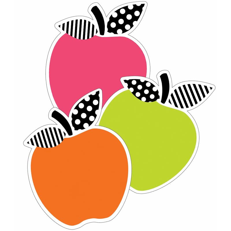 Black, White & Stylish Brights Apples Cut-Outs, Pack of 36