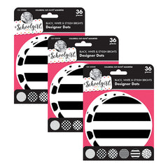 Black, White & Stylish Brights Designer Dots Cut-Outs, 36 Per Pack, 3 Packs