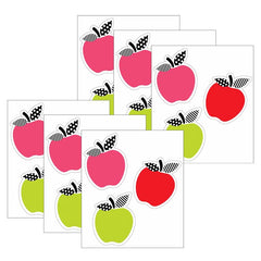 Black, White & Stylish Brights Apples Mini Cut-Outs, 36 Per Pack, 6 Packs