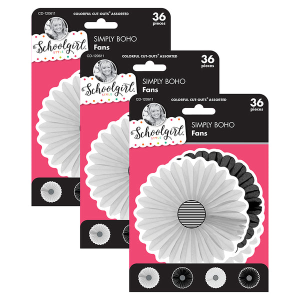 Simply Boho Fans Cut-Outs, 36 Per Pack, 3 Packs