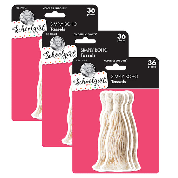 Simply Boho Tassels Cut-Outs, 36 Per Pack, 3 Packs