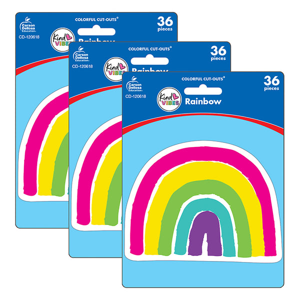 Kind Vibes Rainbow Cut-Outs, 36 Per Pack, 3 Packs