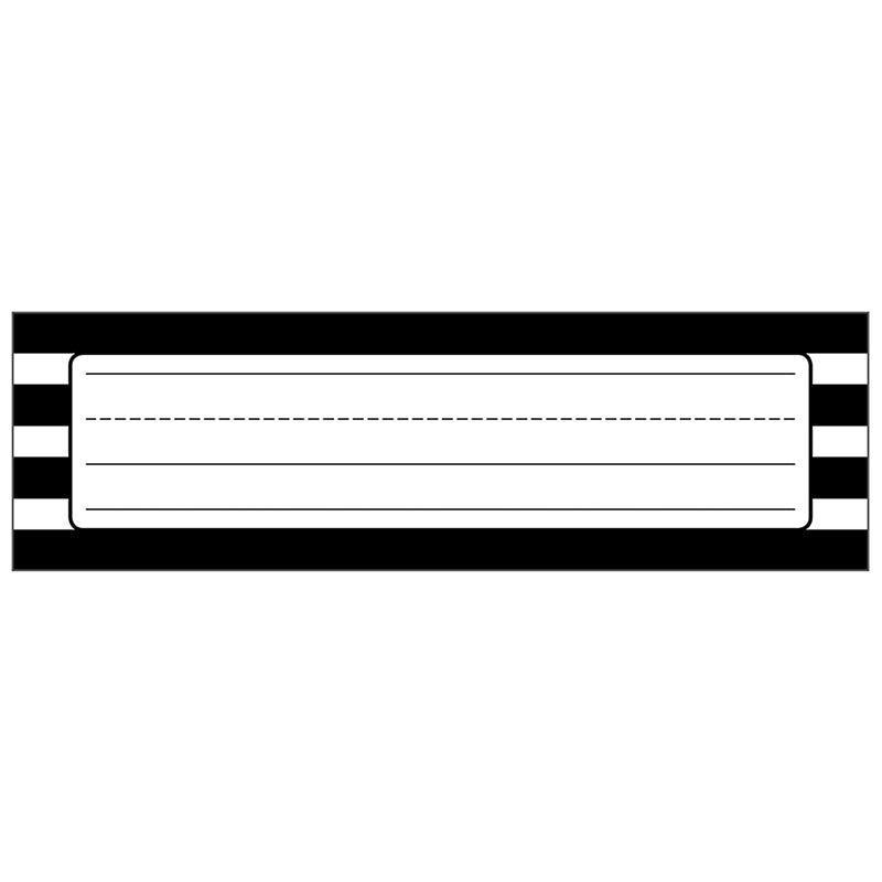 Simply Stylish Black & White Stripe Nameplates, 9.5" x 2.875", Pack of 36