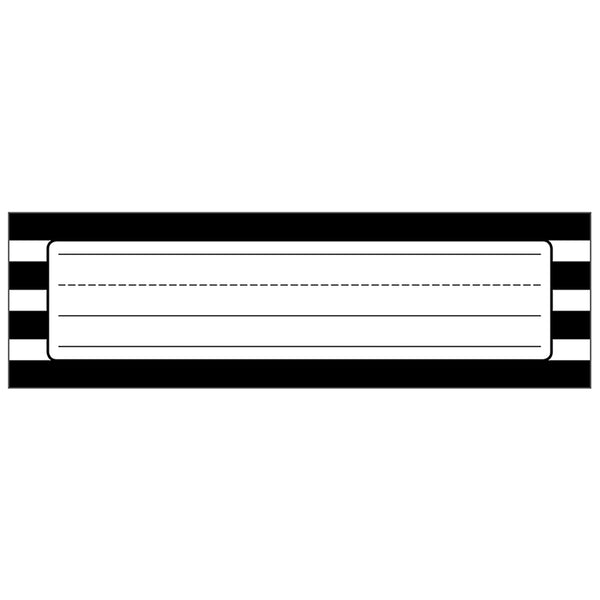 Simply Stylish Black & White Stripe Nameplates, 9.5" x 2.875", Pack of 36