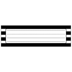 Simply Stylish Black & White Stripe Nameplates, 9.5" x 2.875", Pack of 36